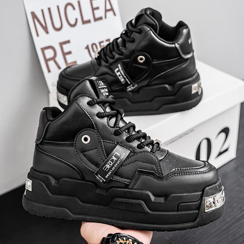 Klobiger Sneaker Herren Designer Weiche Sohle Board Schuhe Mode Lässig Leder Stoff Atmungsaktiv Höhe Erhöht Plateau Sportschuhe