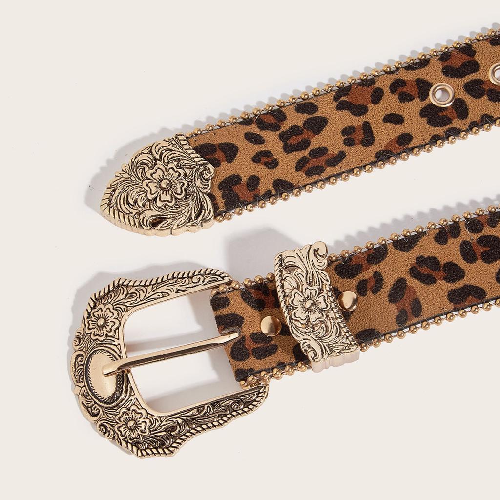 Vintage Belt for Women Men Y2K Leopard Belt for Jeans Shorts Eye Catching Waist Decors Pants Belt Fashion Waist Ornament