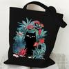 Funny Anime Cat Graphics Women Canvas Shoulder Bag Cartoon Animal and Plant Shopping Bag Kitten Lover Female Reusable Handbags