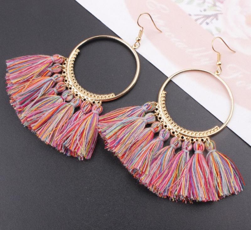 Boho střapcové náušnice - Trendy přehnané módní šperky