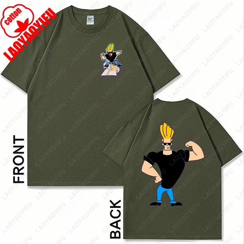 Johnny Bravo Cartoon Character Graphic TShirt Casual Cotton Unisex Women Fun Fashion Tees Brother Friend Couple All Match Gift Tops