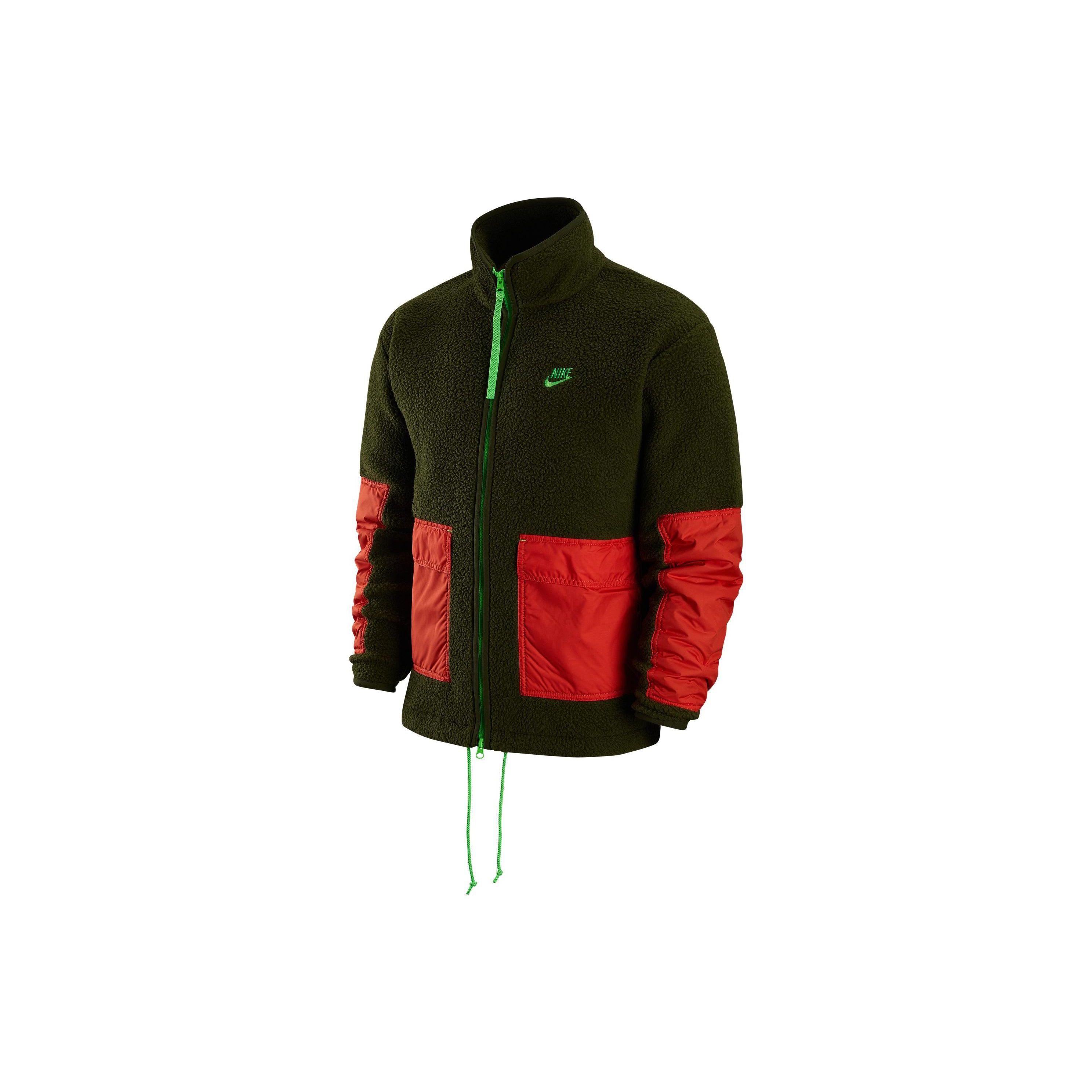 Nike Sportswear Utility Fleece Full-Zip Hooded Jacket Men s Green Red DV8183-326 M