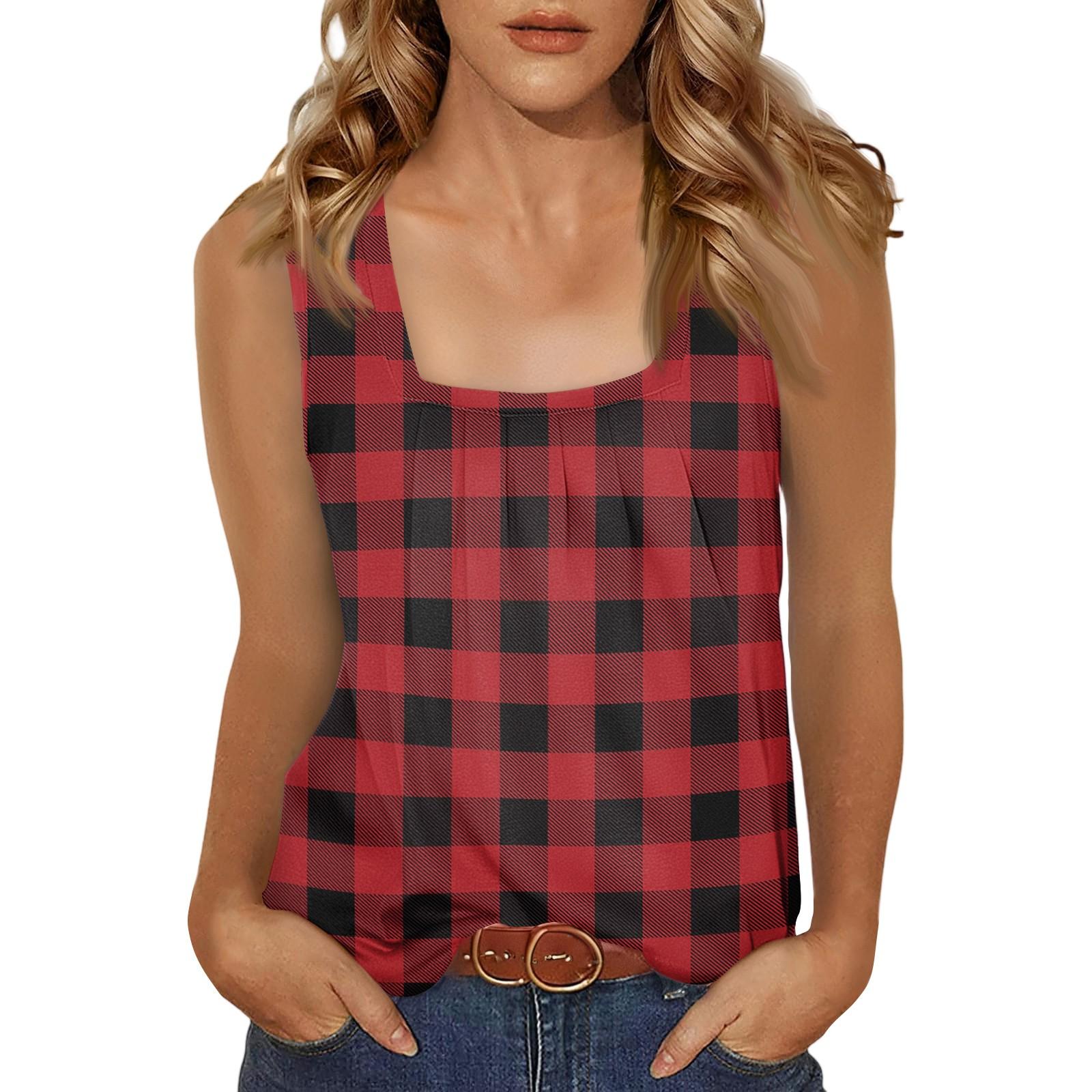 

Женский Повседневный Модный Темпераментный Элегантный Топ с Квадратным Вырезом, Завязками и Принтом в Клетку XL винный