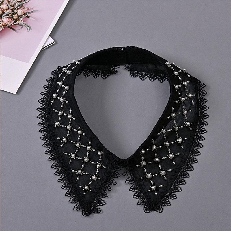 White Fake Collar Women Elegant Diamond Detachable Collars for Women False Shawl Shoulder Wrap Lapel False Collars Woman Tie