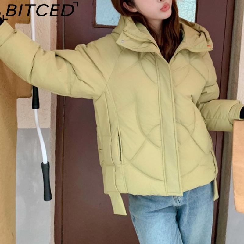 BITCED Loose-Fit Women's Winter New Arrival Short Casual Hooded Oversized Cotton Coat, Cotton Jacket, Padded Jacket