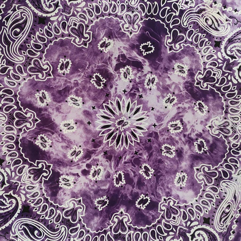 kakatrend Paisley Bandana 100% Cotton Tie-dye Purple Bandana Adults Stylish Handkerchief Cotton Bandana Unisex Durag Large Men Purple 55cm x 55cm
