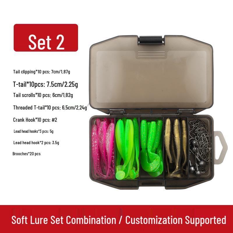 Zweifarbiges Weichköder-Köder-Set mit Bleikopfhaken - Grenzüberschreitendes Angelset