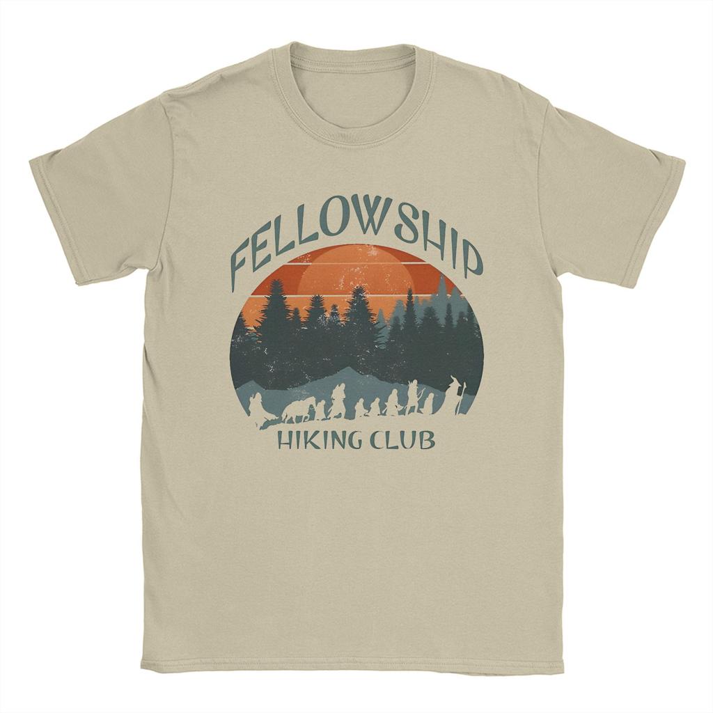 L-Lords Of The R-Rings Fellowship Hiking Club T Shirt Men 100% Cotton Vintage T-Shirts Round Neck  Tee Shirt Short Sleeve Merch