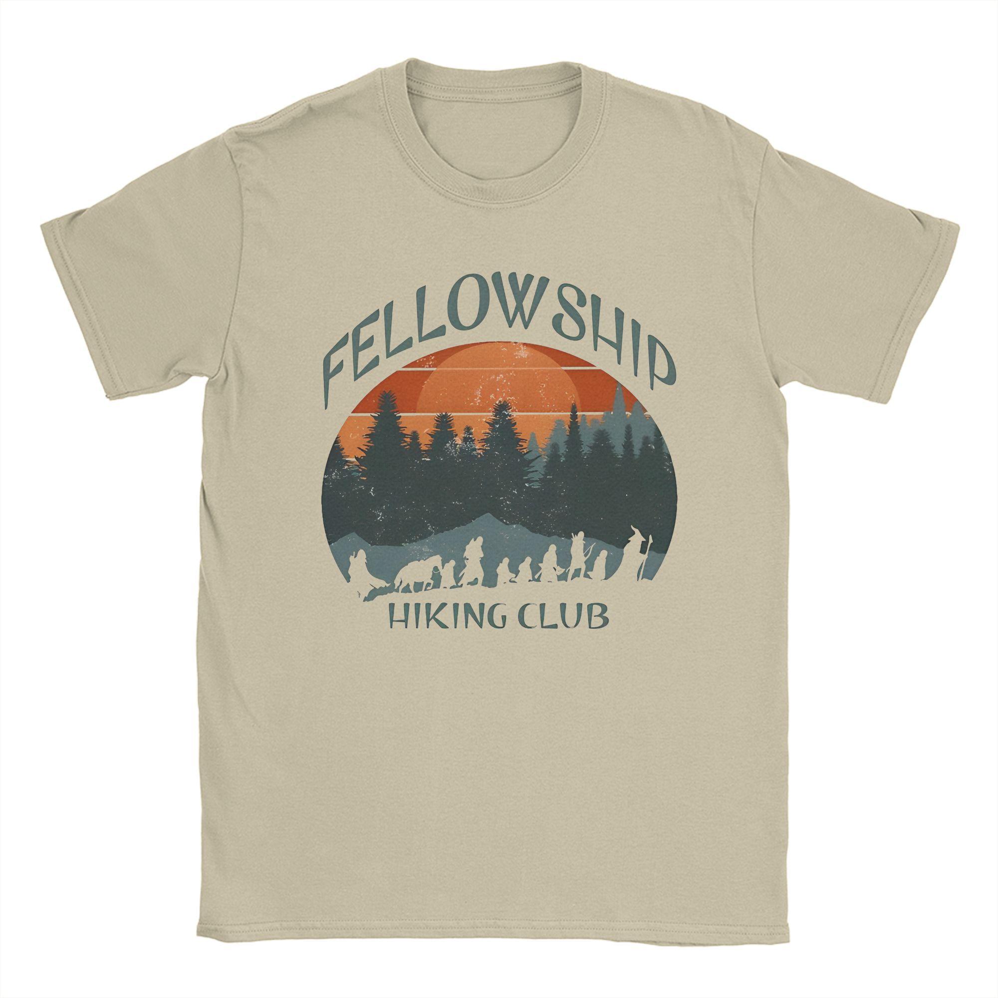 

Футболка L-Lords Of The R-Rings Fellowship Hiking Club для мужчин, 100% хлопок, винтажные футболки, футболка с круглым вырезом, короткий рукав, мерч S хаки