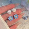 Small Fresh Resin Flower Earrings for Women Simple  Fashion Cute Camellia Stud Earrings Mini White Pink Blue Jewelry