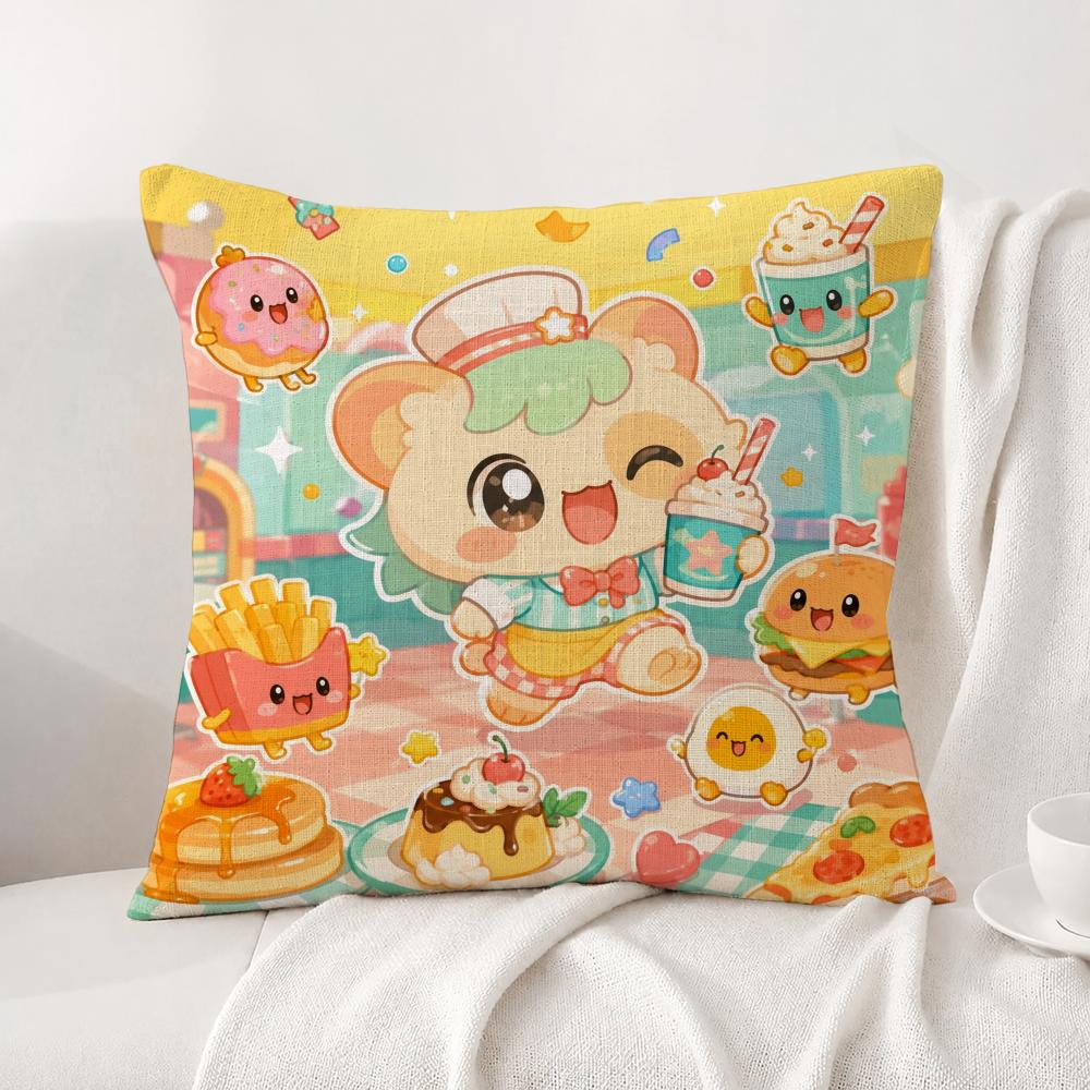Character Tamagotchi Cushion Cover Natural Linen Pillowcase Set AllinOne Decor Cushion Cover for Sofa Bedroom Chair