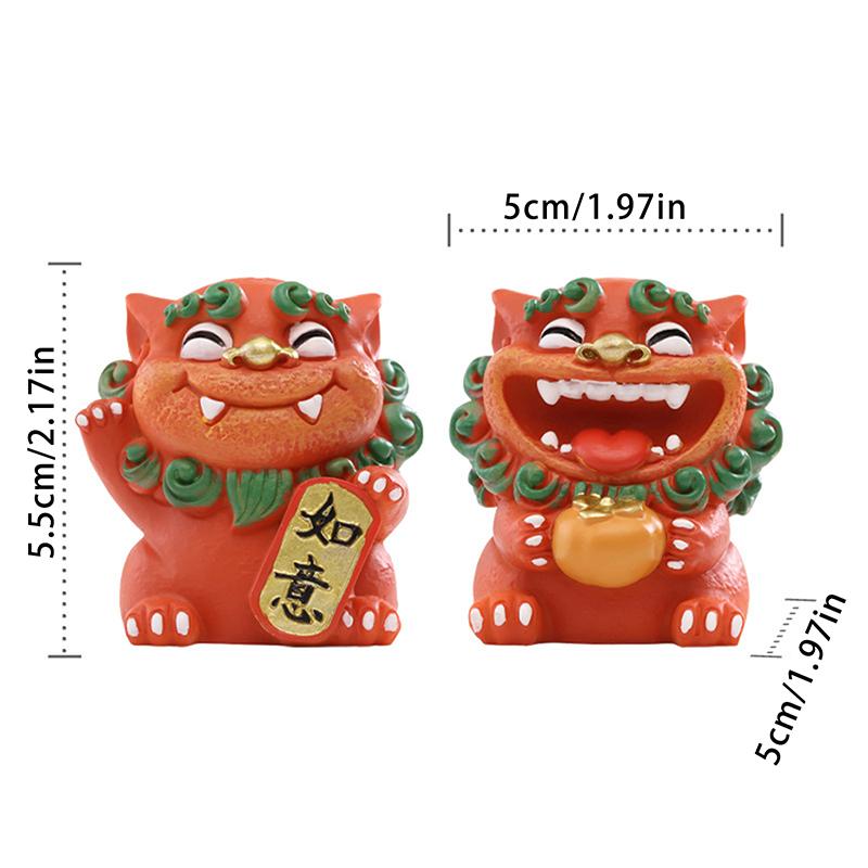 2Pcs Mascot Ornament Chinese Style Lucky Dancing Lion Model Decoration Holiday Gifts Office Decorations