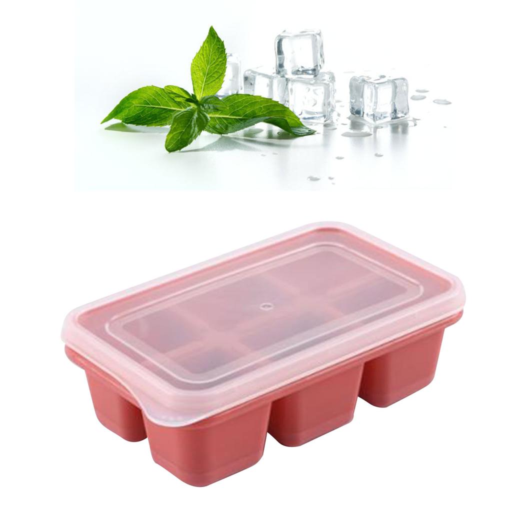 Trays Multipurpose 6 Grids Reusable Leakage Proof Easy Release Soft Bottom Silicone   Molds with Removable Lid