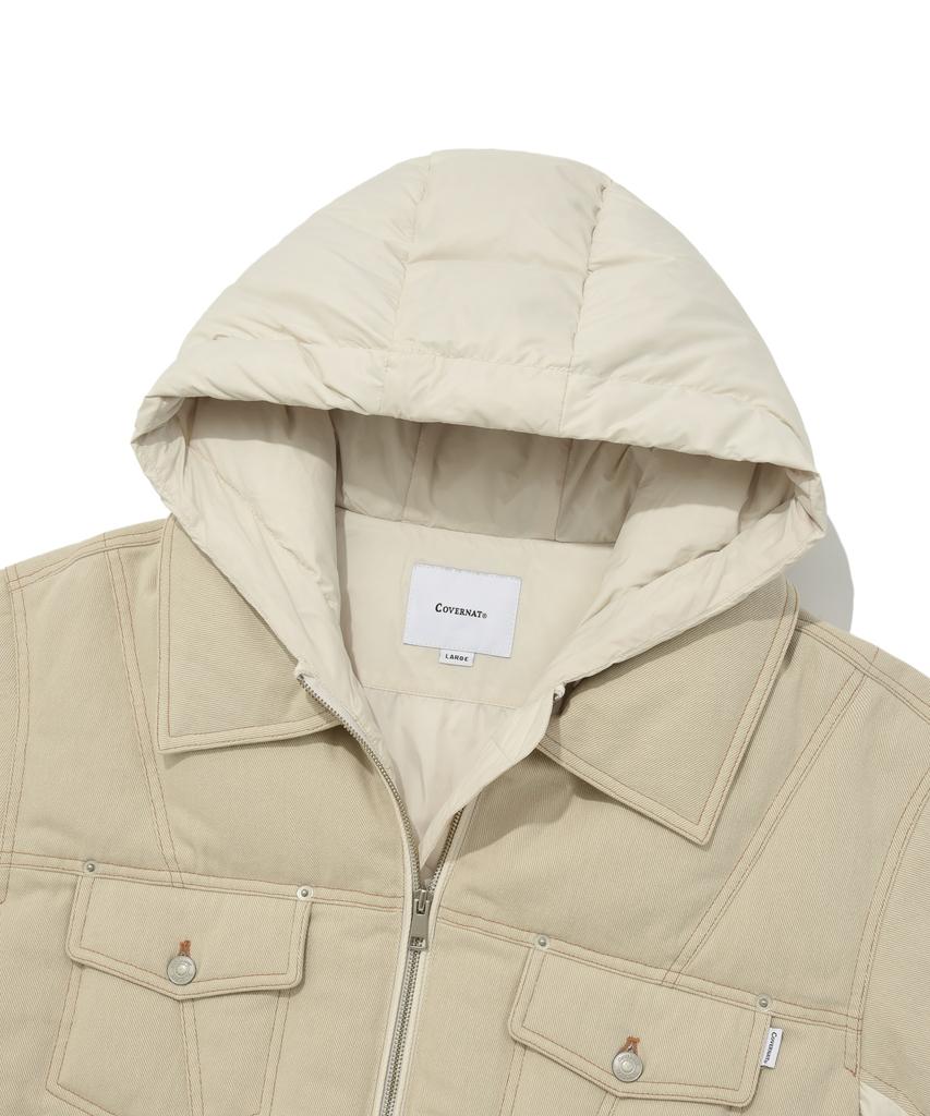 COVERNAT Trucker Hoodie Short Puffer Ivory