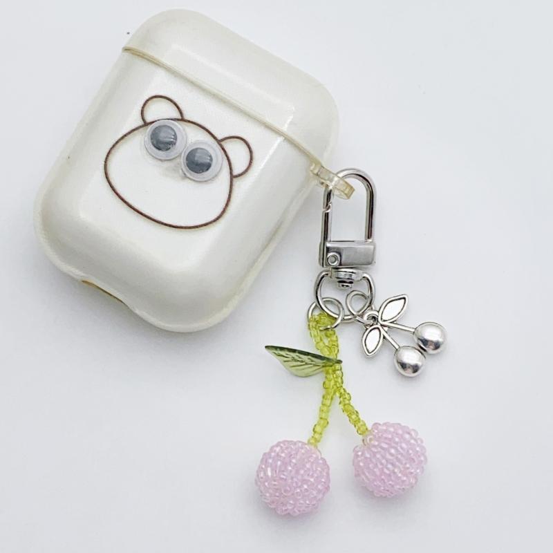 Kirsch Perlen Schlüsselanhänger Rosa Herz 7,5cm Niedliches Handgemachtes Kristallperlen Accessoire für Damen und Teenager Taschenanhänger