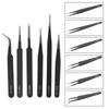 Stainless Steel Curved Straight Tip 6Pcs/Set Tweezers Set Anti Static for Watch Jewelry Mobile Phone Electronics Industrial Repair Tweezers Precision