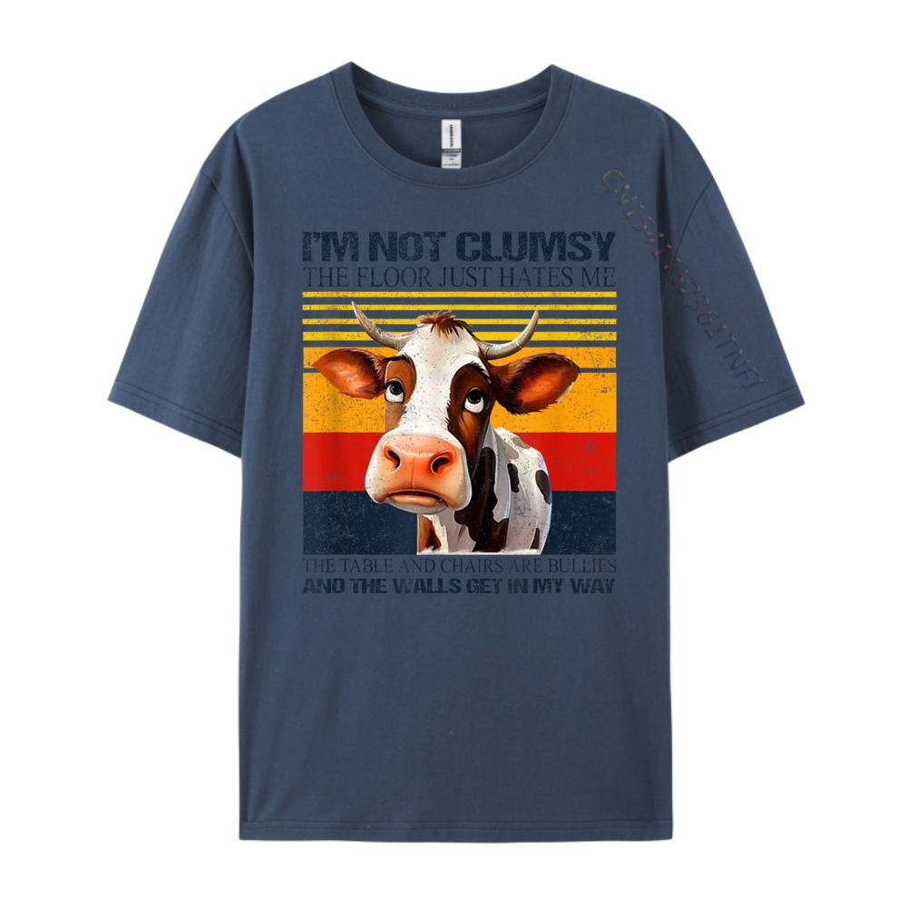 

Cow I M Not Clumsy The Floor Just Hates Me The Table Graphic T Shirts Men Cotton Short Sleeve T-Shirt Big And Tall Letter 4XL