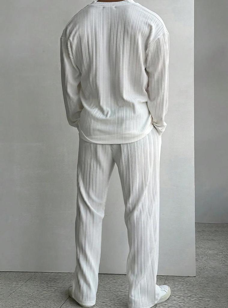 Men's 2025 Summer Commute Suit: Casual Button Shirt & Long Pants Set