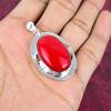 Red Coral Handmade Gemstone Pendant, 925 Solid Sterling Silver Pendant Antique Jewelry, For Engagement Gift
