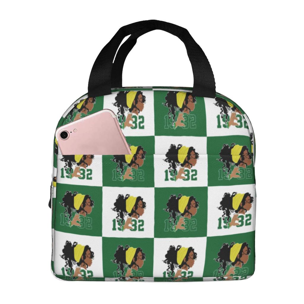 CHI ETA PHI Checkered Plaid  Lunch Bag Women Sorority Nurse 1932  Cooler Warm Insulated Lunch Boxes for School