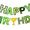 Football Theme Party Happy Birthday Banner Garland Kids Boy Soccer Birthday Decoration Favors Cupcake Topper Flags Supplies