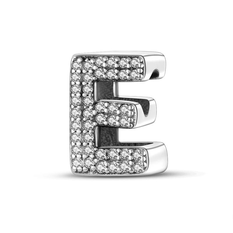 Classic 925 Silver 26 English Letters Charms Beads Sparkling Zircon Fit Qikaola 925 Bracelets DIY Jewelry Birthday Gift