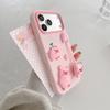 For iPhone 17 Pro Max Silicone Case Cute 3D Cartoon Pig Pendant Shockproof Phone Back Cover