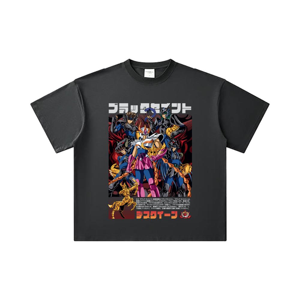 260 GSM Double Yarn 32 Count 100% Cotton Saint Seiya V6 Fenix Print Unisex Heavy Cotton T Shirt