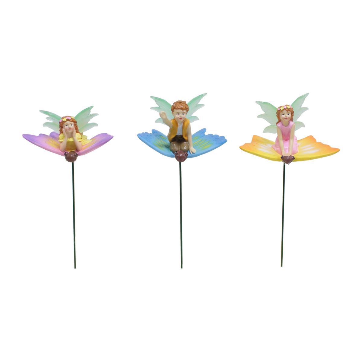 

3pc Flower Fairy Riding Butterfly Resin Craft, Creative Garden Bonsai Decoration Plugin, Luminous Wings Flower Fairy