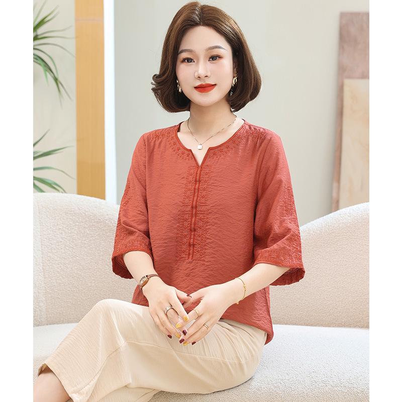 

Summer Short-Sleeve Suit for Middle-Aged & Elderly Women - Mother s Day T-Shirt 3XL [120-135 lbs]