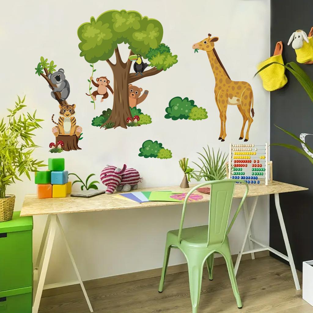 Cartoon Forest Animal Wall Stickers for Children's Room Bedroom Wall Decoration