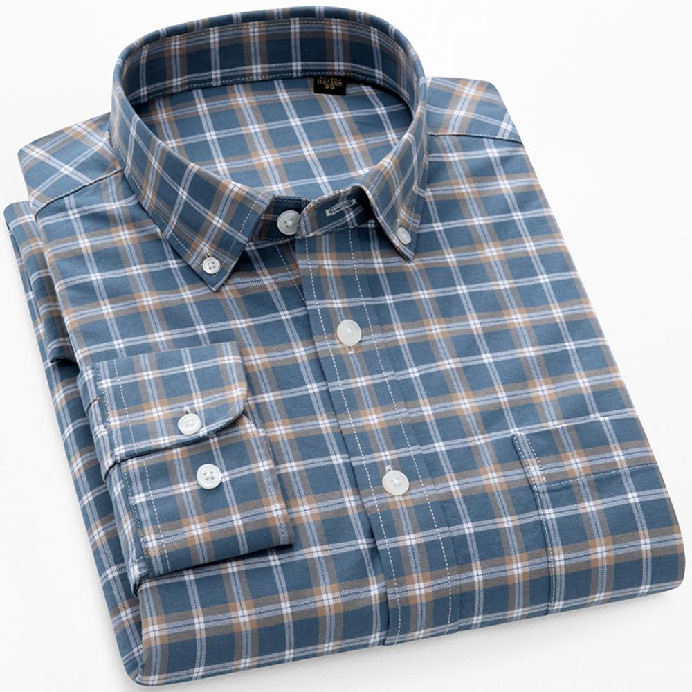 Men's Long Sleeve Washed Oxford Button-Down Shirt with Pocket, 100% Cotton Soft Comfortable Casual Fashion Spring Fall Menwear
