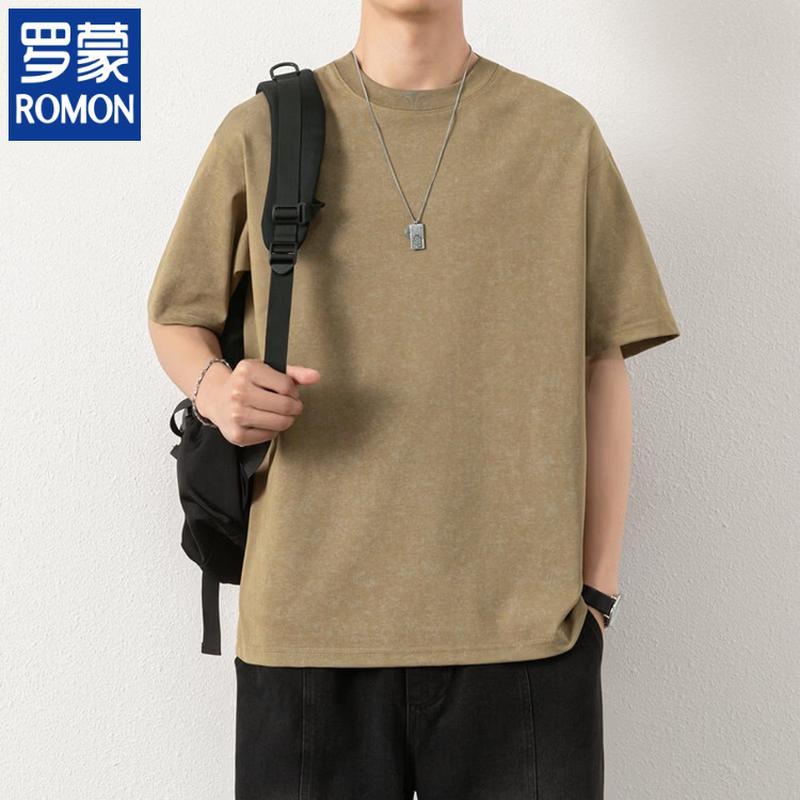 ROMON Men s Washed Cotton Short Sleeve T-Shirt 2XL