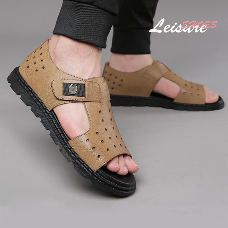 Fashion Leather Casual Shoes For Men High Quality Classic Men Sandals Summer Outdoor Walking Men Sneakers Breathable Men Sandals