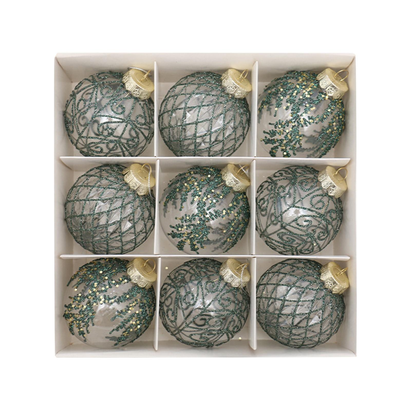 

Рождественские украшения 8 см Изысканный ПЭТ Прозрачный окрашенный Рождественский шар Подарочная коробка Окно Рождественская елка Подвесной шар One Size