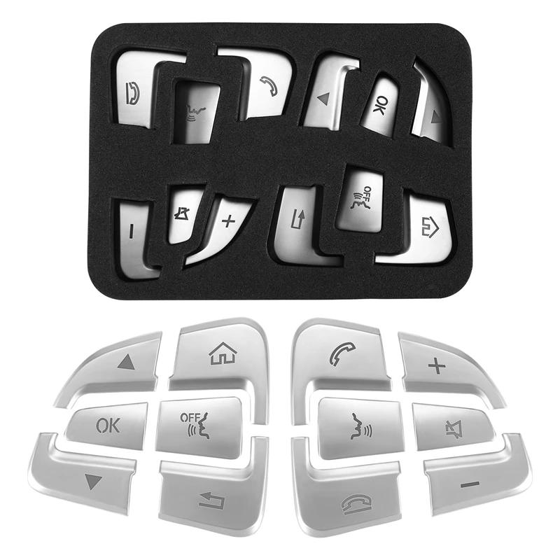 Hot Interior Mouldings 12Pcs Car Styling Steering Wheel Button Covers Trim Stickers For Mercedes Benz GLC X253 2015 2016 & C Cla чёрный