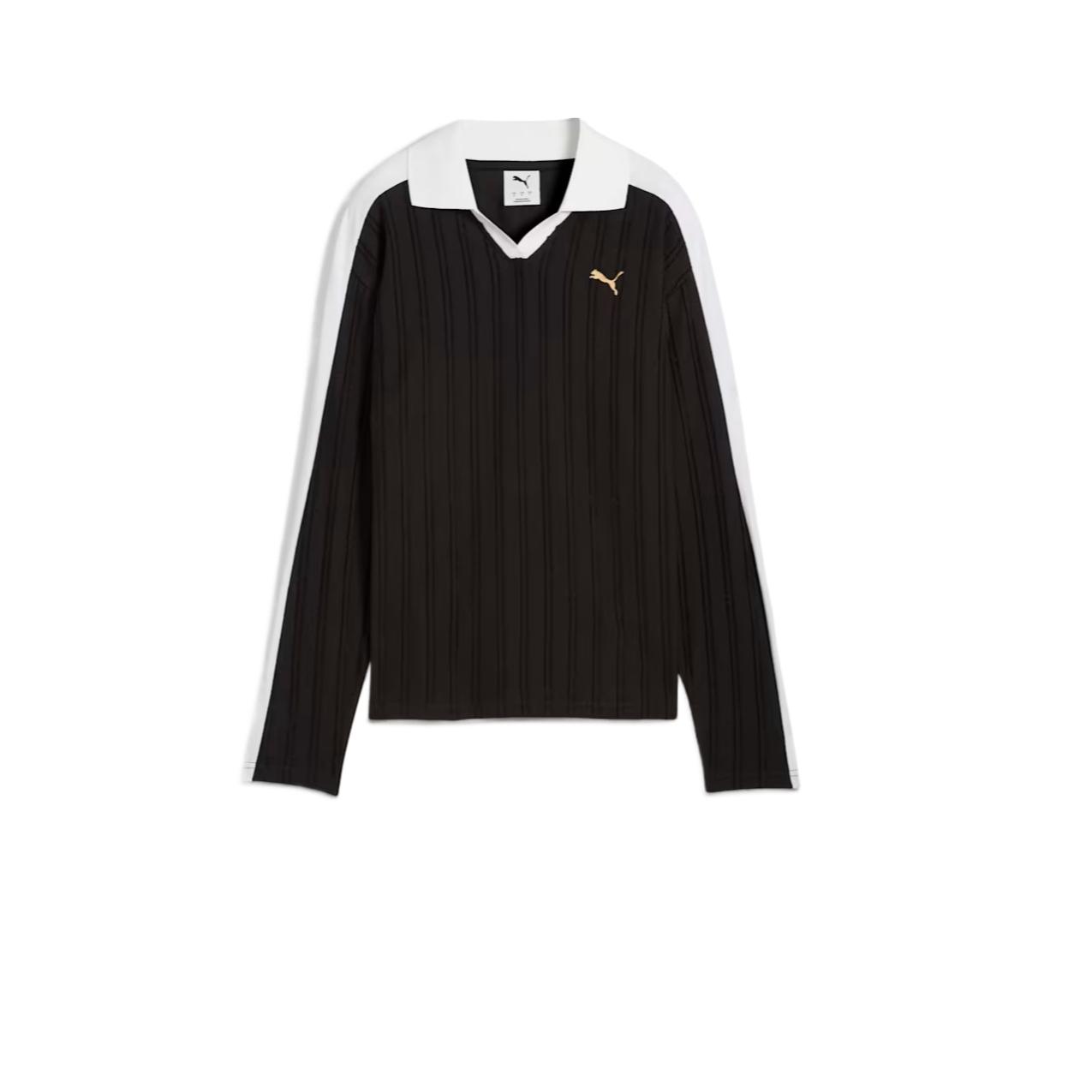 

Puma T7 Loose Striped Comfortable Versatile Long Sleeve Polo Shirt Women tops 632141-01 M