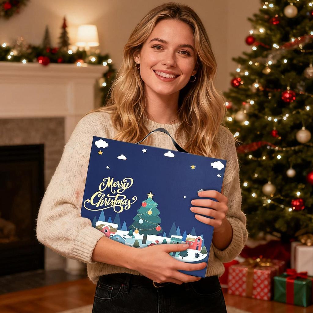 Weihnachtsüberraschung 24 Tage Countdown Geschenkbox Weihnachts-Countdown-Kalender Leere nachfüllbare Fächer für Teenager Kinder