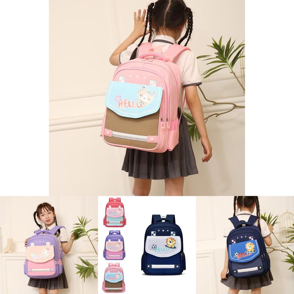 New Stylish Cartoon Cat Backpack For Kids In Grades 3 To 6 Durable Oxford Fabric
