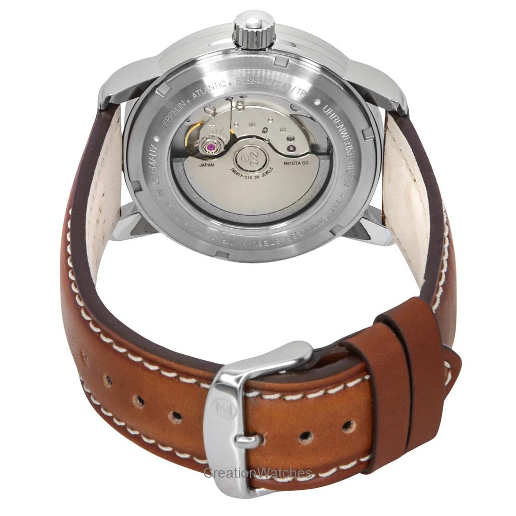 ZEPPELIN Atlantic Leather Strap Dark Green Dial Automatic 84624 Men's Watch