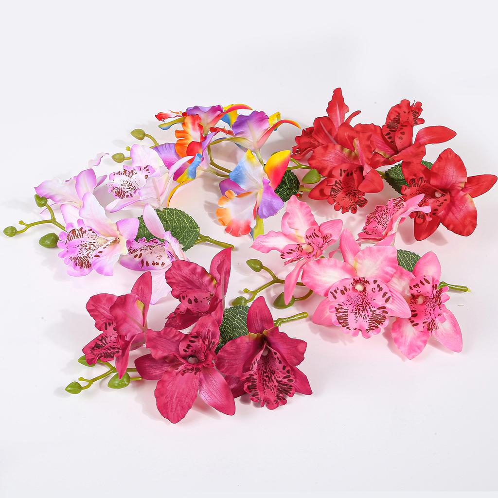 Hawaiian Artificail Orchid Hair Clip Summer Beach Hair Decoration Bohemian Flower Hair Accessory for Women and Girls
