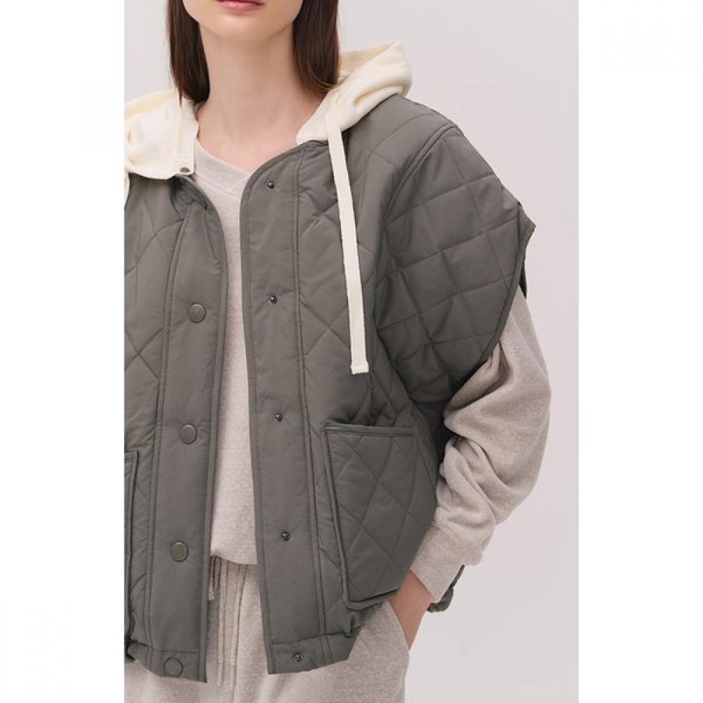 Huit Poncho Knit Hood Padding Jumper Htwjp5l10t