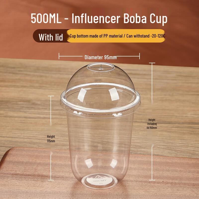 500ml U-Shaped Disposable Bobo Cup with Cross Lid