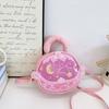 Color Solid Simple Star Moon Print Children Round Shape Crossbody Bag Girl For