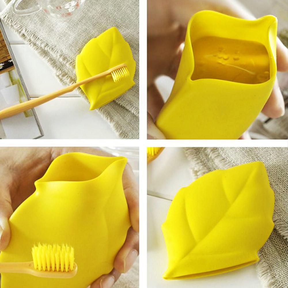 1pcs Portable Travel Silicone Water Cup Personalized Maple Leaf Shape Outdoor Washing Cup Toothbrush Holder Lid Mouth Cup