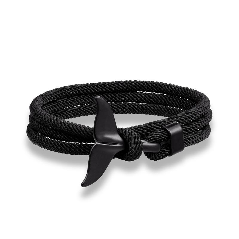 Whale Tail Anchor Bracelets Men Multilayer Charm Rope Chain Bracelet Male Women Navy Wrap Metal Sport Hook