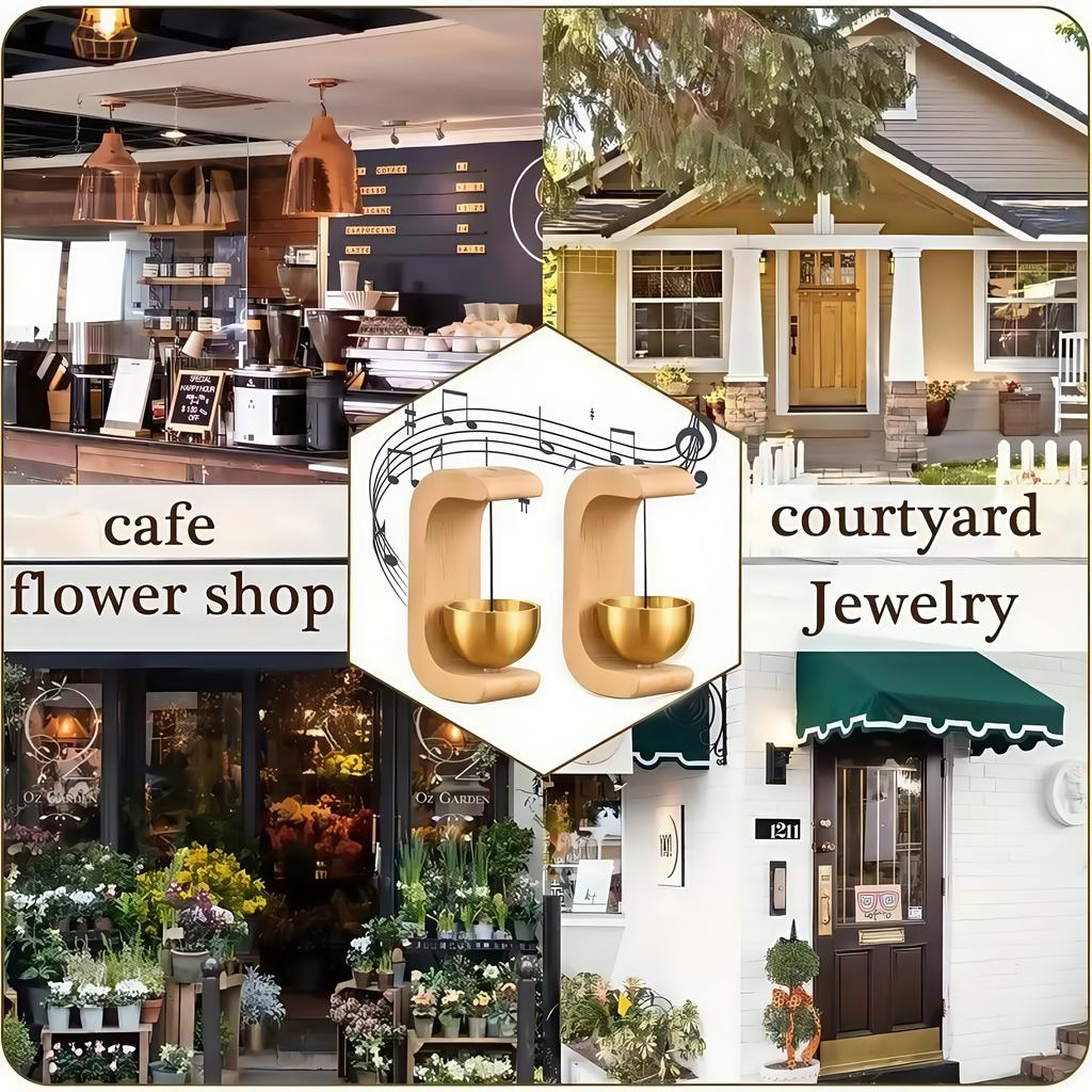 1PC Magnetic doorbell with adhesive backing; brass wind chime set, easy to install, durable and stylish festive home entrance decoration.