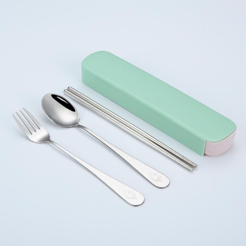 Portable Stainless Steel Cutlery Set: Spoons, Chopsticks, Knife, Fork - Three-Piece Set