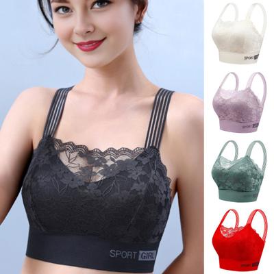 Frauen Bh Breite Schulter Gurt Aushöhlen Blumenmuster Spitze Nahtlose Bandeau