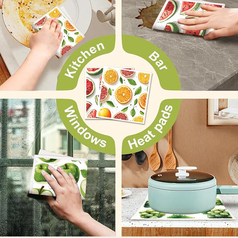 6Pcs Kitchen Swedish Dishcloths Eco-Friendly Reusable Dish Towels Absorbent Biodegradable Cleaning Wipe Soft Washable Dish Rags